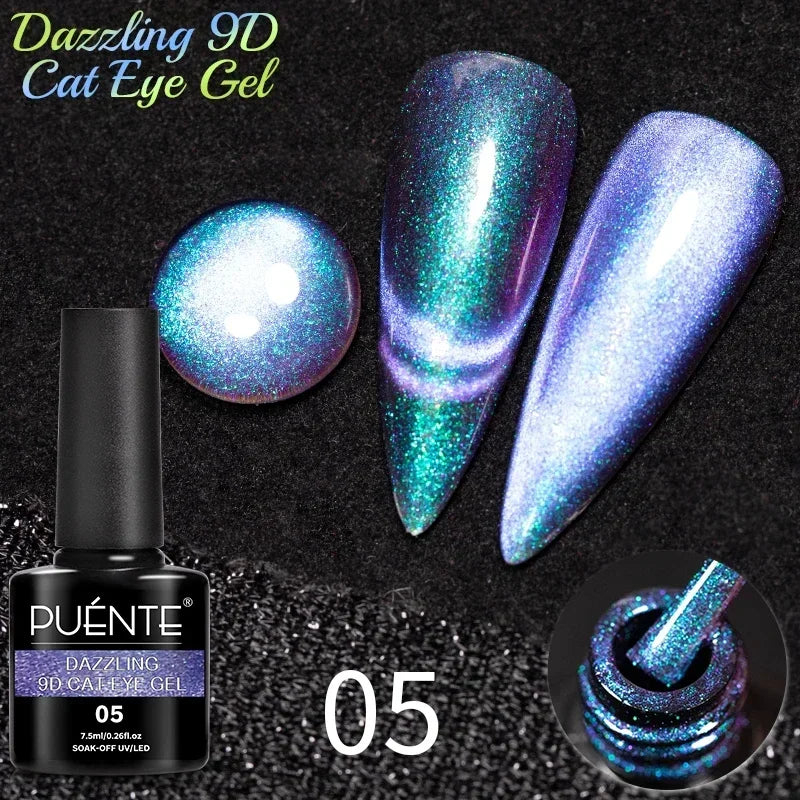 PUETNE 7.5ML Amber Moonlight Cat Magnetic Gel Nail Polish Winter Nails Jelly Glass Cat Eye Soak Off UV Semi-Permanent Varnish