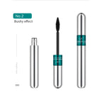 QIC Double Effect 4D Mascara Waterproof Long Curl Natural Thick Eyelash 2-in-1 Black Mascara with 2 Brush Heads