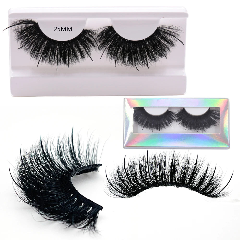 New Spike Real Mink Lashes High Quality 16mm 18mm 20mm 25mm Volume Fluffy Wispy Strip Lashes Suppliers Wholesale Mink Eyelashes