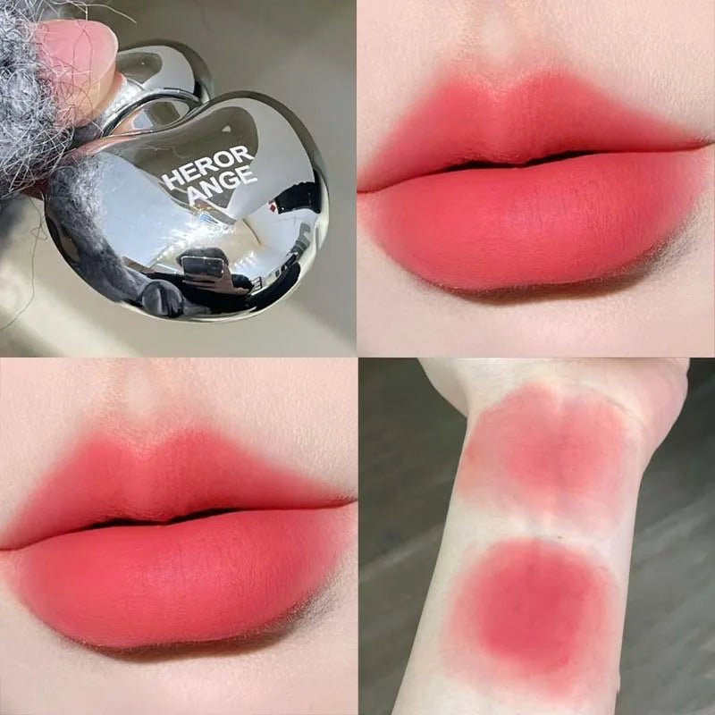 Peach Heart Silky Matte Lipstick Velvet Matte Blush Lip Gloss Face Liquid Pink Lip Tint Cream Pigment Long Lasting Lips Makeup