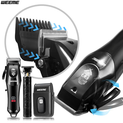 Professional Cordless Men's Barber Kit, 3-in-1 USB Rechargeable Hair Clipper & Beard Trimmer, Gift for Dad/Husband