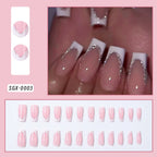 24/96pcs Nude Leopard French Bowknot False Nails Short Round Square Press On Nails Y2K Cute Leopard Bow Actylic Fake Nails Tips