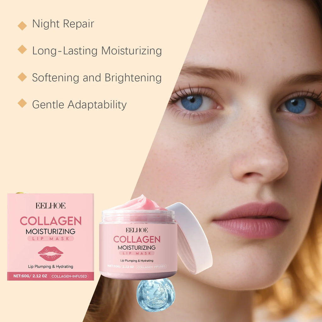 Collagen Lip Mask Overnight Repair Moisturizing Nourishing Treatment for Dry Flaky Lips Women's Lip Care Essential Fade Lip Line