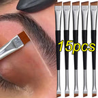 Professional Eyebrow Brush Eyeliner Angled Flat Head Blade Eye Liner Brow Contour Makeup Brushes Double-head Make Up Tools 15pcs