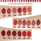 18-Piece Mini Lipstick Set, Matte + Lip Gloss Combination, Capsule Lipstick, Lip Plumping, Waterproof Lip Liner, Long-Lasting and Non-Fading, Portable Travel Style