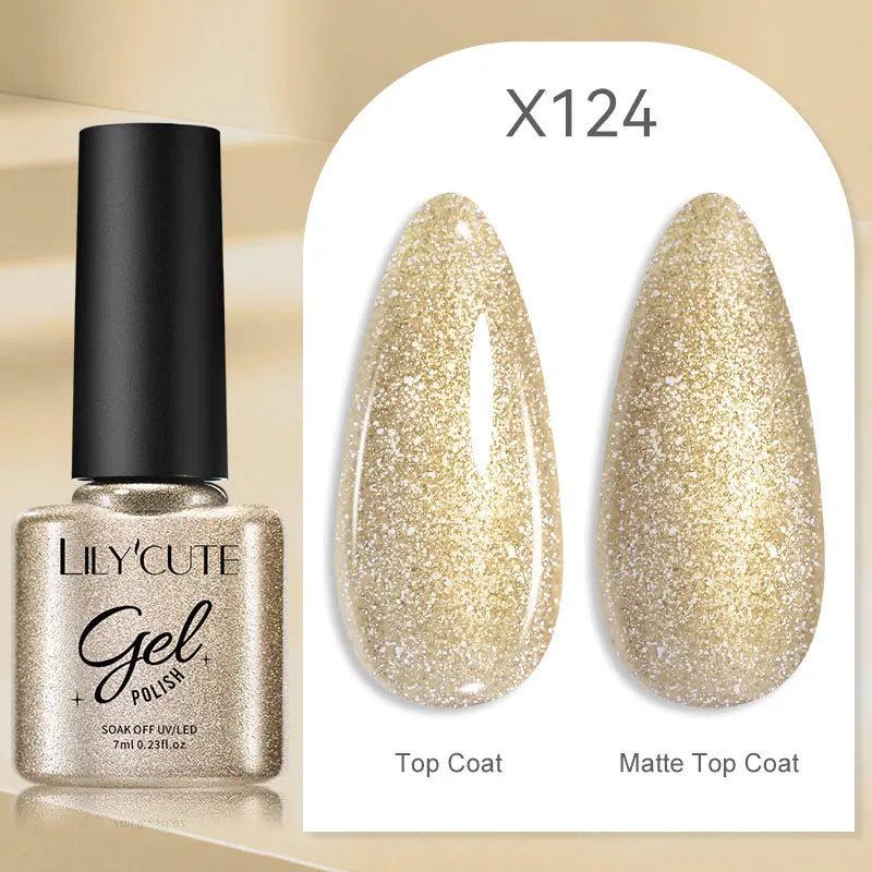 LILYCUTE  5ml Gold Sliver Metallic Liner Gel Nail Polish French Style Super Bright Mirror Pull Line Graffiti Painting Stripe Gel