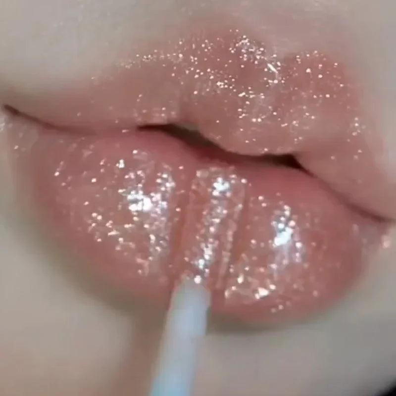Sweet sparkling lip glaze mirror lip shine light lip gloss transparent lip gloss water gloss pure desire