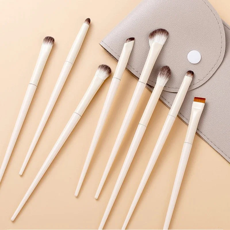 5/6/8/10pcs Natural Eye Makeup Brushes Set Detail Eyeshadow Brush Makeup Brush White Ultra Soft Eyeshadow Eyeliner Makeup Tool