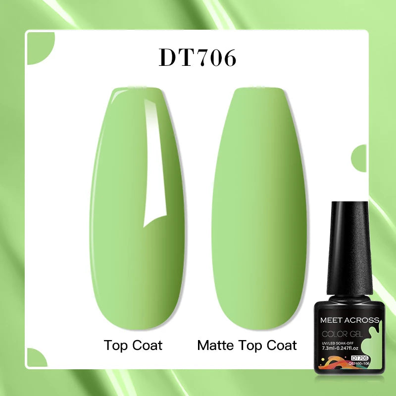MEET ACROSS 8 Colors Mirror Gel Nail Polish Long-lasting Quick-drying Metallic Gold Silver Red Semi Permanent Varnish Nail Art