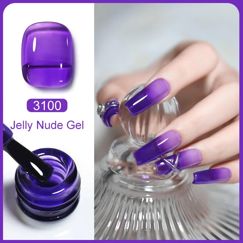 Arte Clavo Transparent Nude Pink Color Jelly Gel Nail Polish Semi Permanent 15ml Top Coat Soak Off UVLED Varnish Nail Art Design