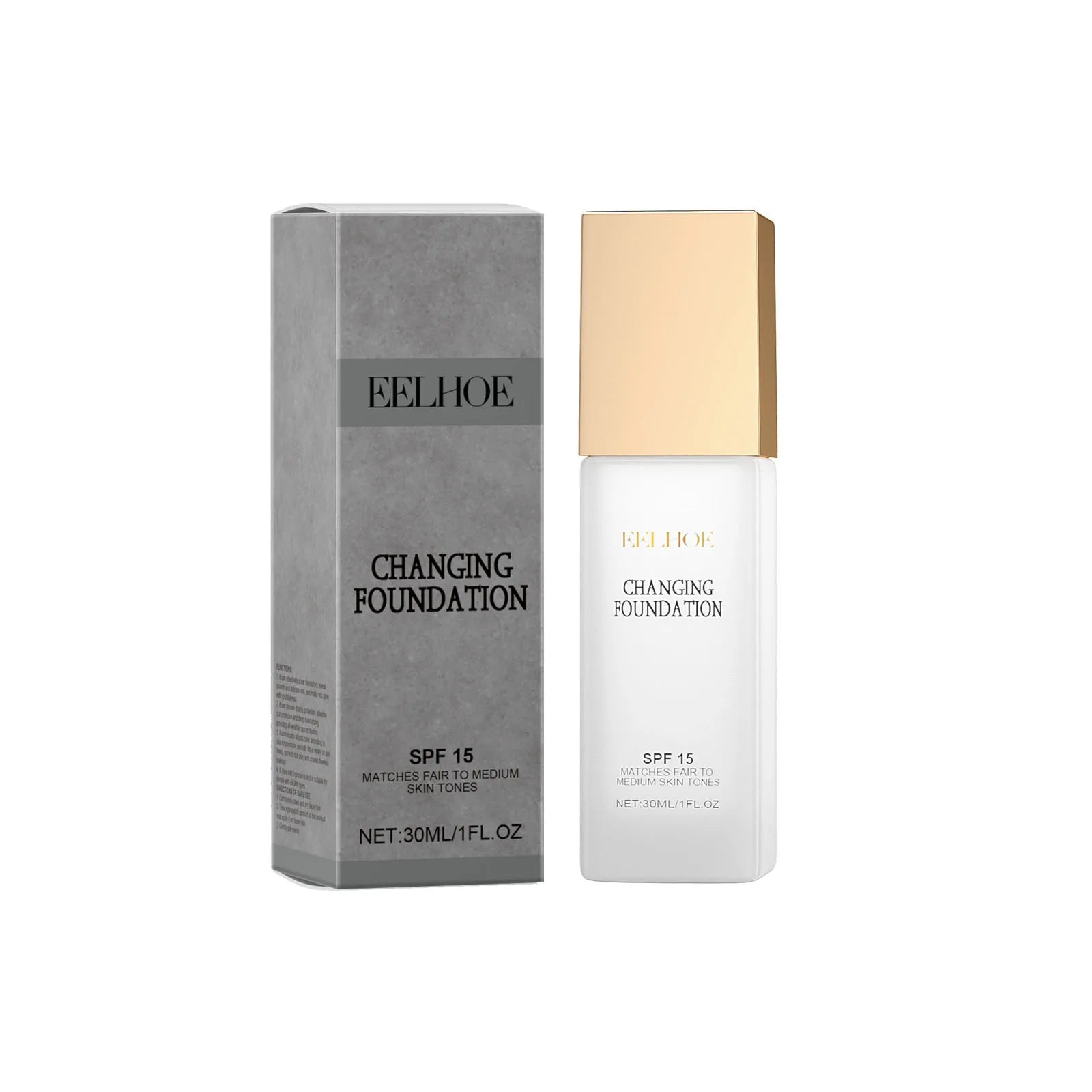EELHOE Colour Change Foundation Spf 15 Oil Control Waterproof Sweatproof Matte Moisturizing Face Makeup Full Coverage Foundation