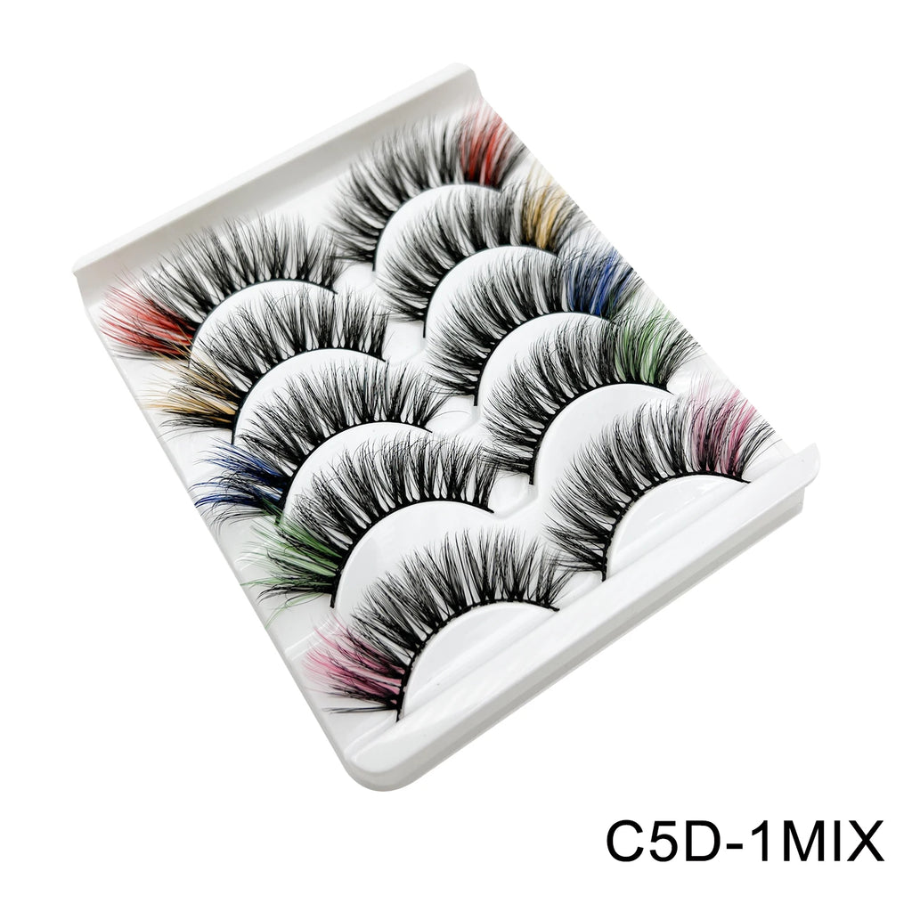 Colored Strip Lashes Fast Shipping Makeup For Clue Mink Eyelashes Full Strip Eyelashes Red Blue Green Eyelashes Wholesale