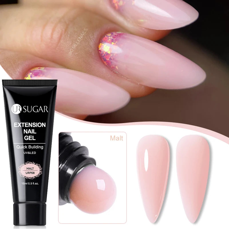 UR SUGAR Milky White Clear Pink Color 15ml Jelly Extension Nail Gel Polish Soak Off UV LED Gel Varnish Manicure Tips Tools