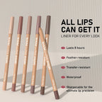 6pcs Face Secret Lip Liner Pencil Set,Ultra-Fine,Smooth Long Lasting Waterproof Matte Velvet,Brown Mixed Color
