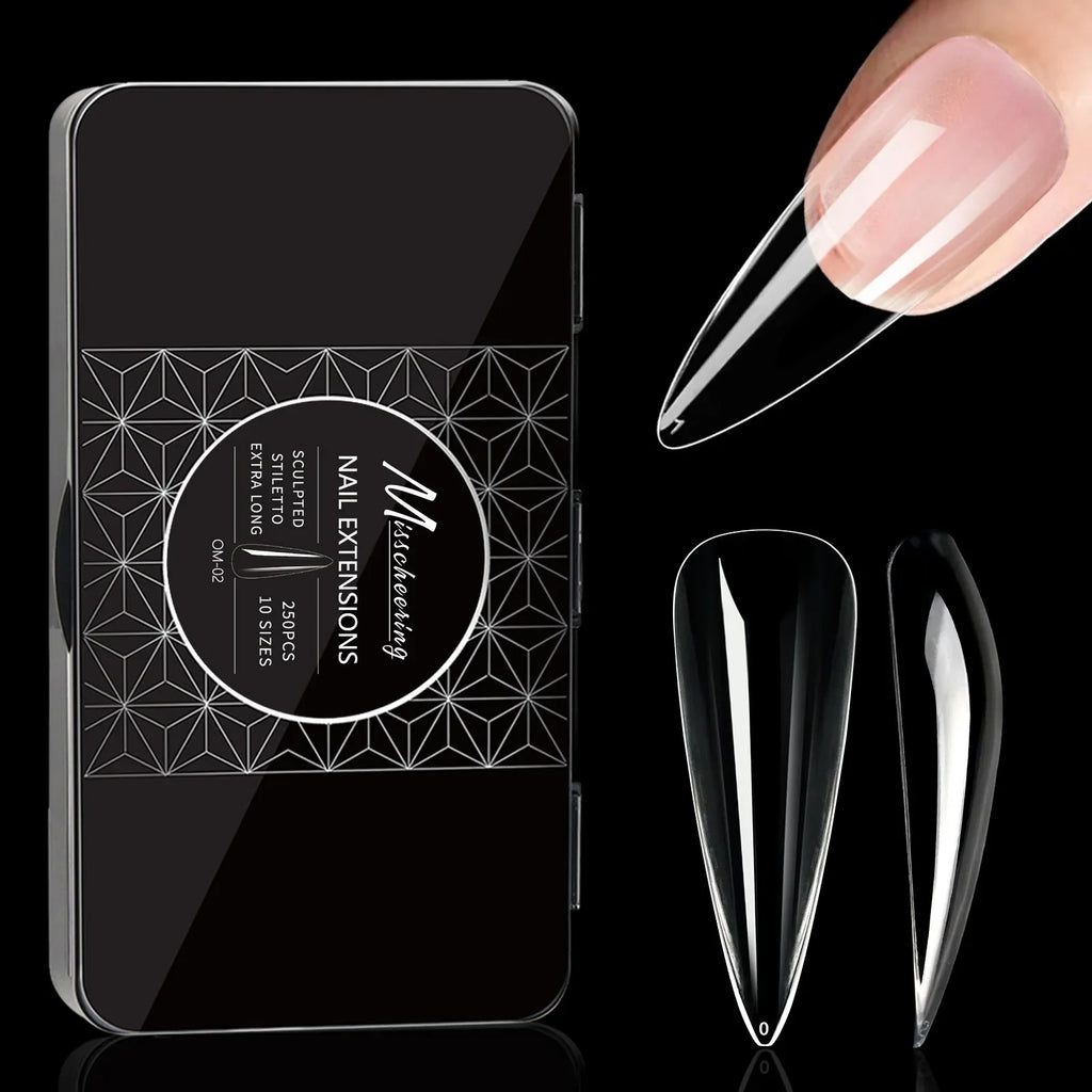 250/500/600pcs Soft Gel False Tips Natural Sculpted Ballet Coffin Almond Fake Nails Full Cover Press On Nails DIY Nail Supplies