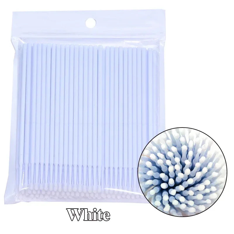 Brush Lash Extension 100Pcs Eyelash Cleaning Micro Cotton Swab Individual Eyelashes Microbrush Beauty Makeup Clean Remover Tools