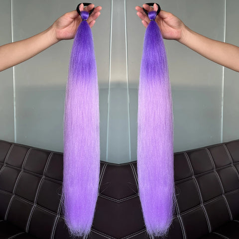 Synthetic 2Pcs Straight Ponytail With Elastic Hair Tie Colorful Braiding Ponytail Hair Extensions Hair Accessories For Women