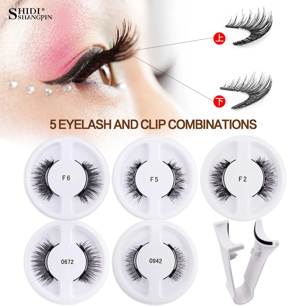 5pairs Magnetic Eyelashes Handmade 3D Natural Magnetic False Eyelashes Reusable Magnetic Eyelashes Tweezers Set Lashes Extension