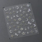 1PC 5D Korean Bronzing Nail Stickers Japanese Gold Silver Star Moon Luxury DIY Nail Art Decoration Decals Manicure Accessories