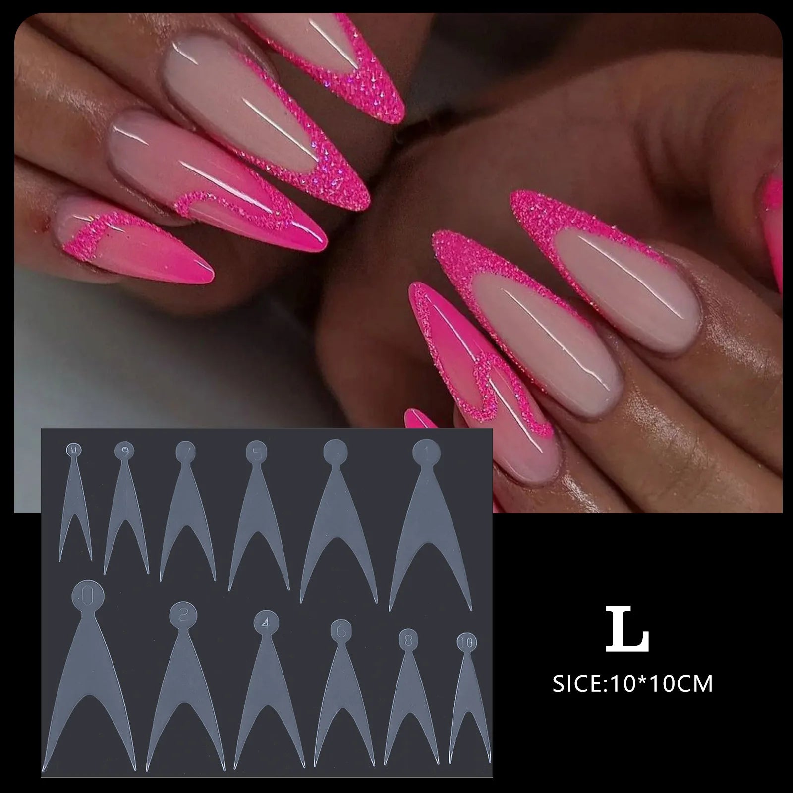 12 Pieces Crystal Nail Molds French Nail Stickers No Frosting No Paper Holder Reusable for French Manicure Extension Tool