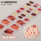 26Tips French Leopard Print UV Gel Toenail Sticker Bronzing Dye Gradient Cross-border Semi Baked Gel Nail Sticker UV Lamp Needed