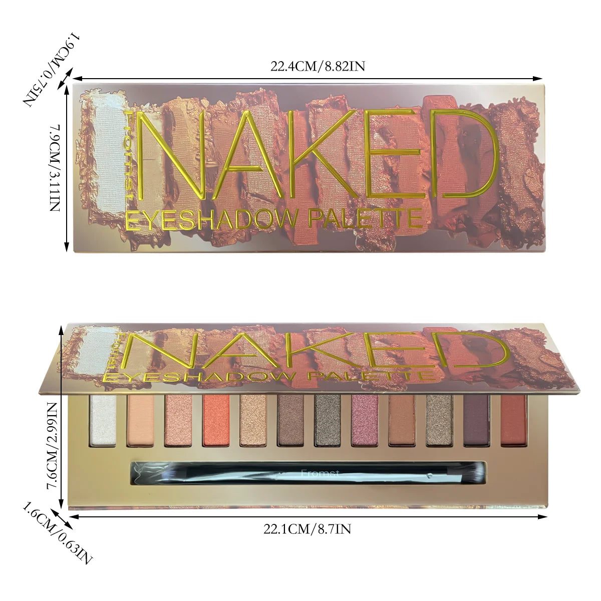 12-color eyeshadow palette, mirror packaging, pearlescent shimmer, stage makeup effect, long-lasting, easy to apply, waterproof