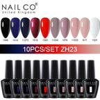 NAILCO 15ml 10pcs/Set Nude Colors Gel Nail Polish UV Gel Nail Polish Pink Nail Lakiery Esmalte Top Base Nail Art Design Vernis