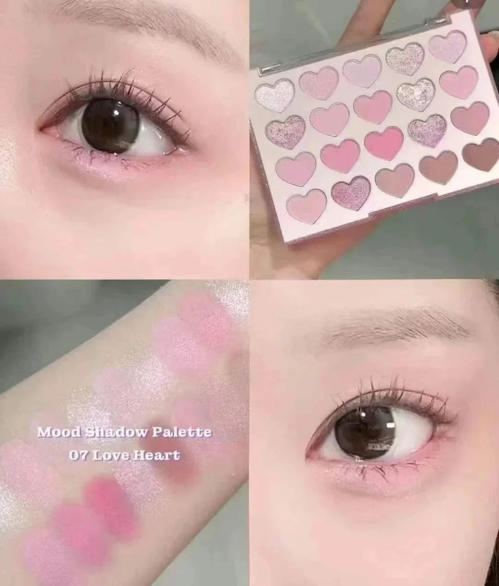 DIKALU Korean heart-shaped 20-color eyeshadow palette matte pearlescent pink purple Sweetheart GIRL party makeup