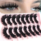 HBZGTLAD 5/8 Pairs of Natural Russian Striped Mink Lashes 3D False Lashes Volume Wavy False Lashes Eyelash Extensions Makeup