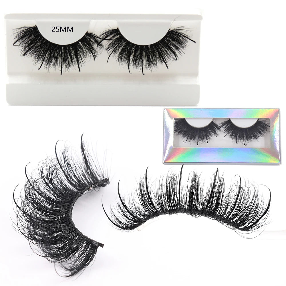 New Spike Real Mink Lashes High Quality 16mm 18mm 20mm 25mm Volume Fluffy Wispy Strip Lashes Suppliers Wholesale Mink Eyelashes