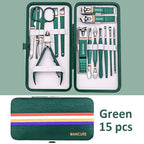 9-19pcs/set Nail Cutter Set Stainless Steel Nail Clippers Set With Folding Bag Manicure Kits Scissors Makeup Beauty Tool