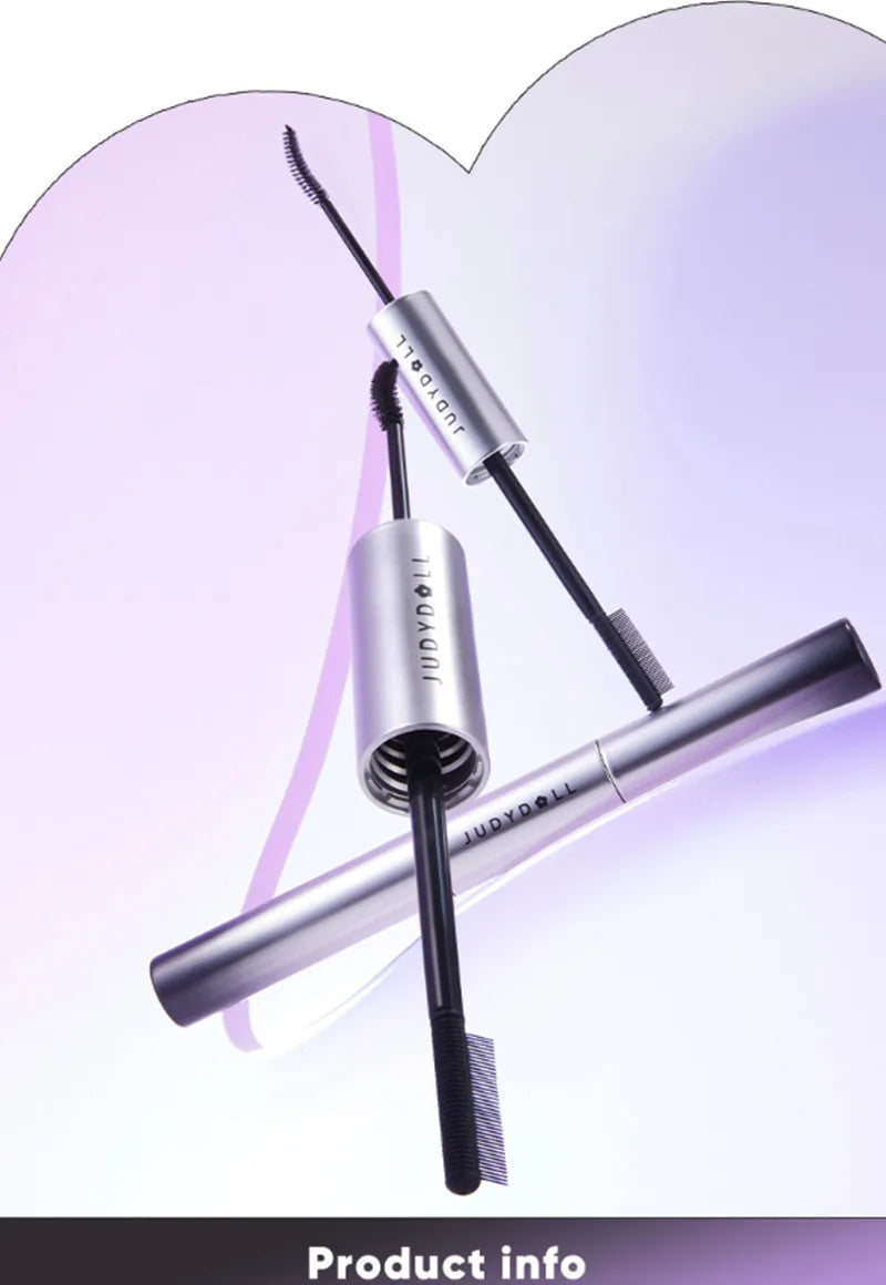 Judydoll Dual-Ended Mascara Waterproof Volumizing Curling Lengthening - Smudge Proof Fiber Brush, 2-in-1 Clump-Free Formula