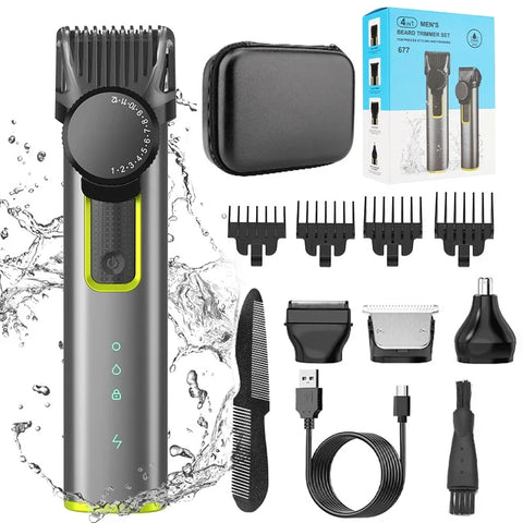 Beard Trimmer for Men Adjustable Hair Clippers Electric Cordless Kit Waterproof Professional Barbers Set Mens Mustache Trimmers