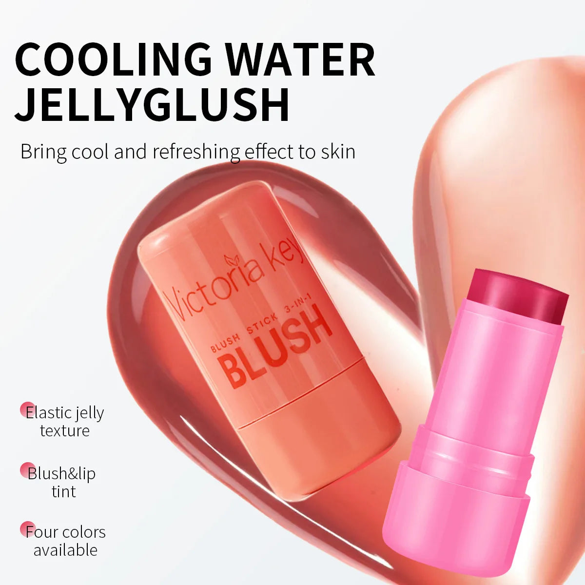 Easy Makeup Jelly Powder Blusher Stick Waterproof Long-lasting Lip And Cheek Color Dual-use Facial Powder Blusher Cream
