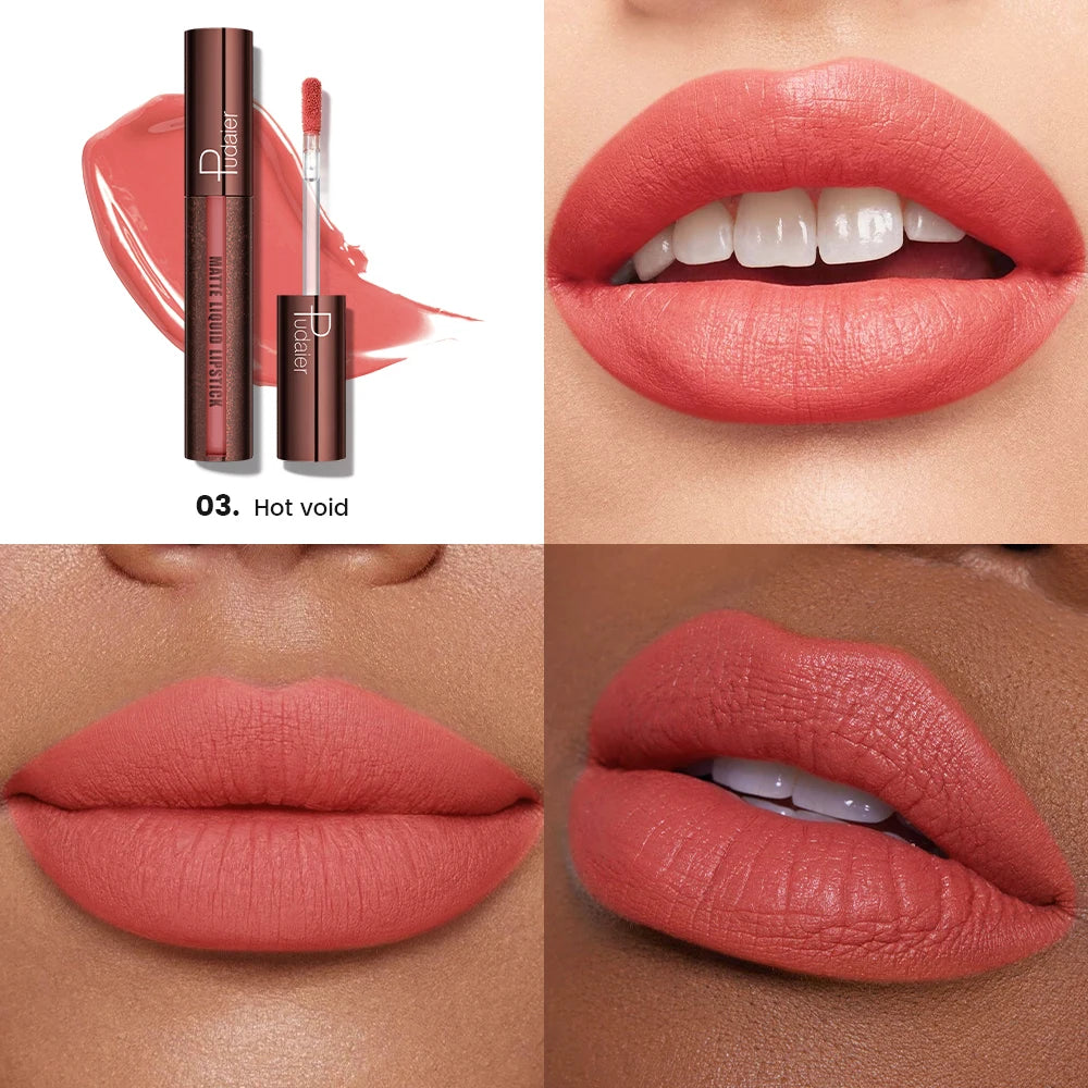 Pudaier Velvet Matte Liquid Lipstick | Waterproof & Transfer-Proof Lip Gloss | Long Lasting Lip Stain (5 Shades) | Kiss Proof, N