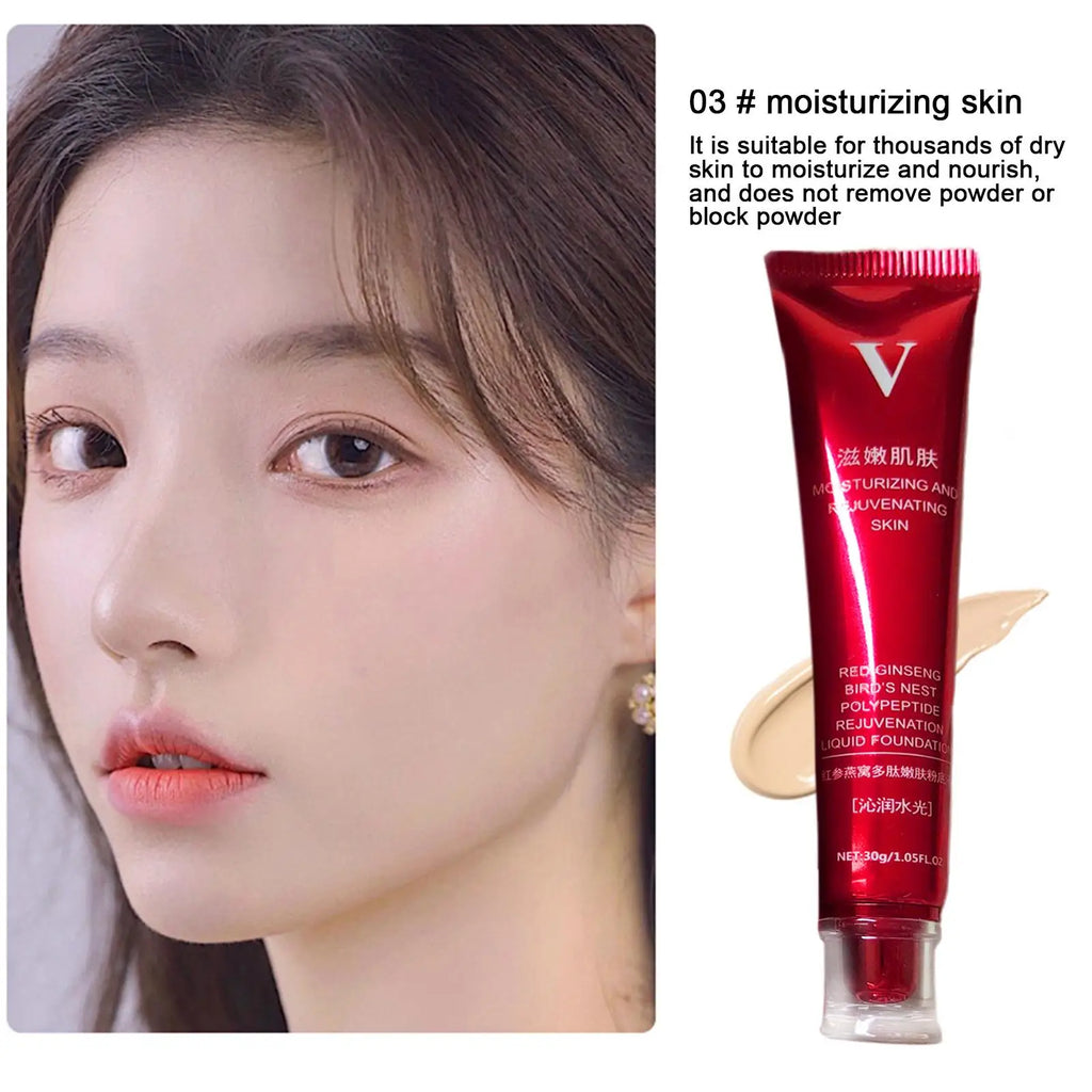 FV Red Upgrade Foundation Oil-control Waterproof Hydrating Makeup Base Cream Precious Luxury Herbal Extracts Concealer