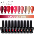 NAILCO 15ml 10pcs/Set Nude Colors Gel Nail Polish UV Gel Nail Polish Pink Nail Lakiery Esmalte Top Base Nail Art Design Vernis