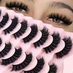 HBZGTLAD 5/8 Pairs of Natural Russian Striped Mink Lashes 3D False Lashes Volume Wavy False Lashes Eyelash Extensions Makeup
