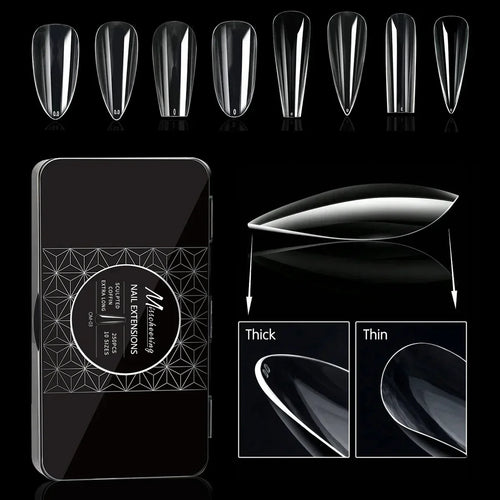 250/500/600pcs Soft Gel False Tips Natural Sculpted Ballet Coffin Almond Fake Nails Full Cover Press On Nails DIY Nail Supplies