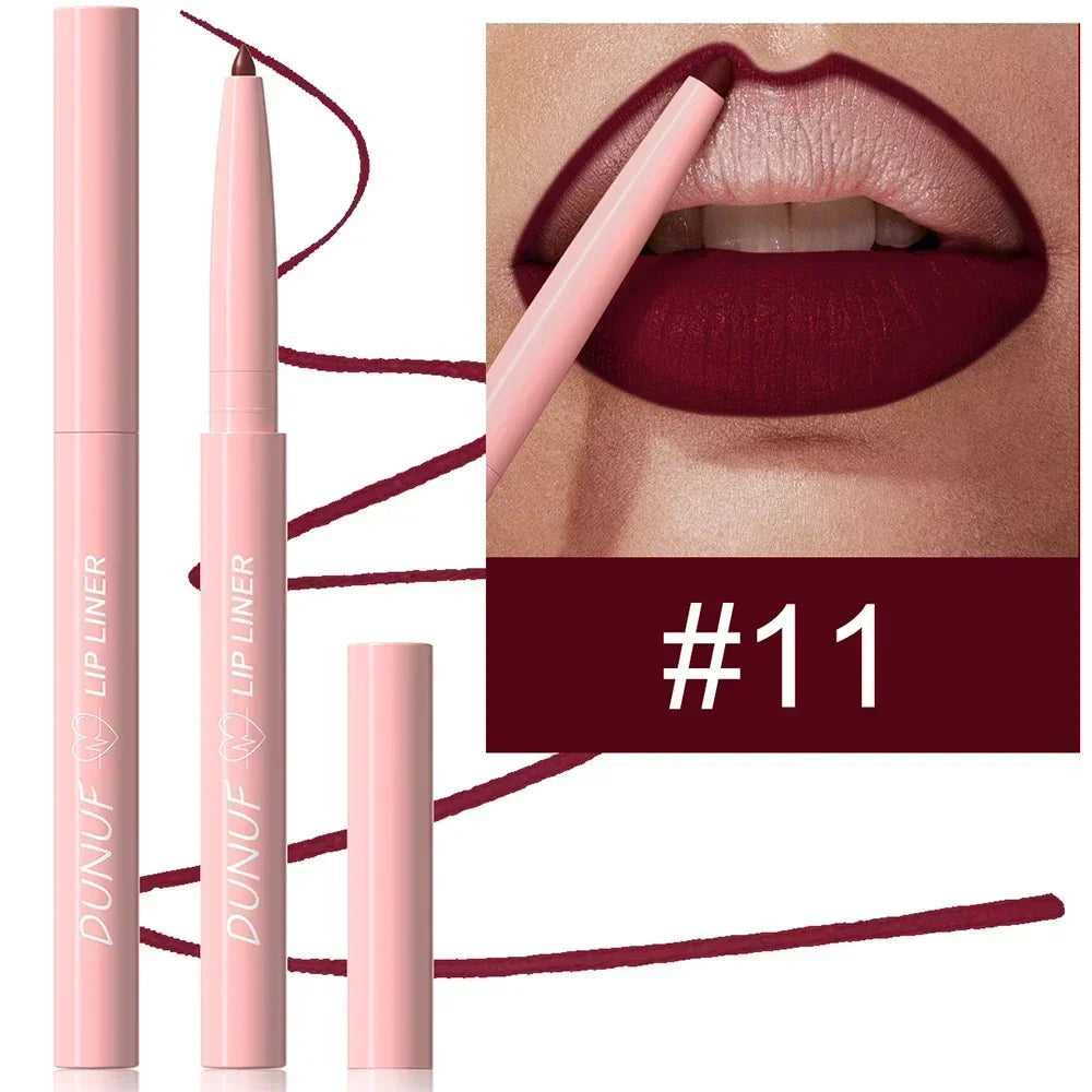 DUNUF 12 Color Velvet Matte Lipliner Pencil Waterproof Non-stick Cup Lipstick Nude Pink Lip Liner Outline Lips Contour Makeup