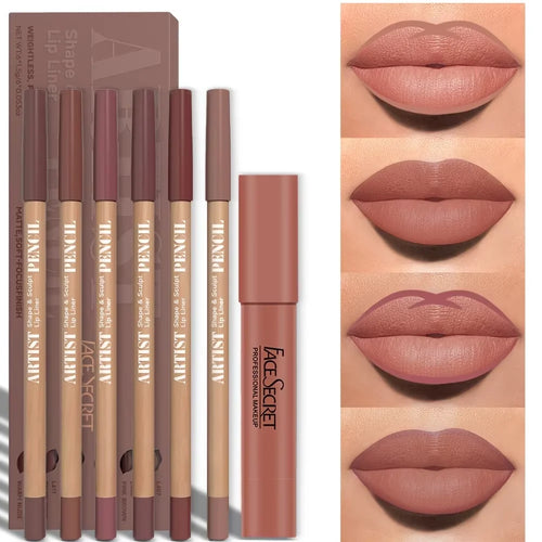 7Pcs Set Makeup Set Matte Lip Liner and Lipstick Matte Waterproof Long Lasting Lip Set Daily Makeup & Gift Box Lip Crayon Set