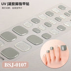 26Tips French Leopard Print UV Gel Toenail Sticker Bronzing Dye Gradient Cross-border Semi Baked Gel Nail Sticker UV Lamp Needed
