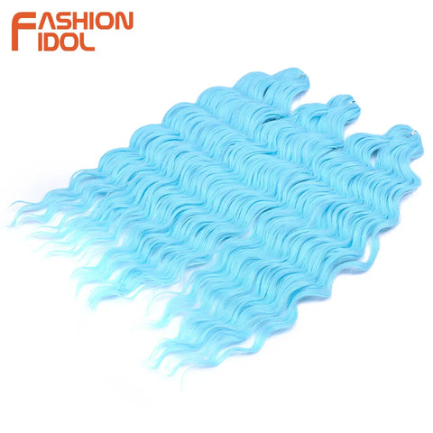 Anna Hair Synthetic Loose Deep Wave Braiding Hair Extensions 24 Inch Water Wave Braid Hair Ombre Blonde Twist Crochet Curly Hair