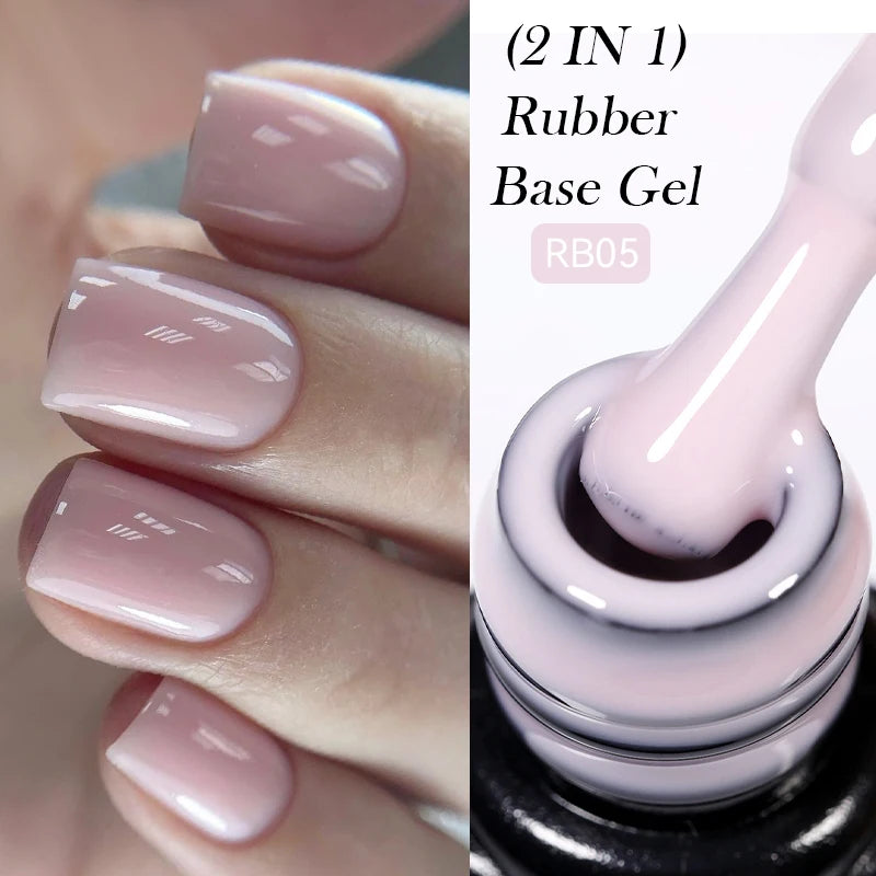 LILYCUTE Nude Crystal Rubber Base Gel Nail Polish Natural Color Semi Permanent UV Gel Soak Off Self Leveling Nail Gel Varnishes