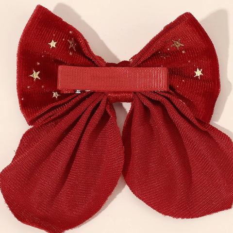 2Pcs Baby Girls Christmas Velvet Bow Hair Clips Sparkling Star Hairpins Children Xmas Party New Year Headwear Accessories Gift
