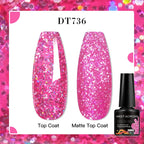 MEET ACROSS 7ml Red Blue Green Metallic Gel Nail Polish Super Bright Mirror Effect Semi Permanent LED UV Gel Nail Art Varnish
