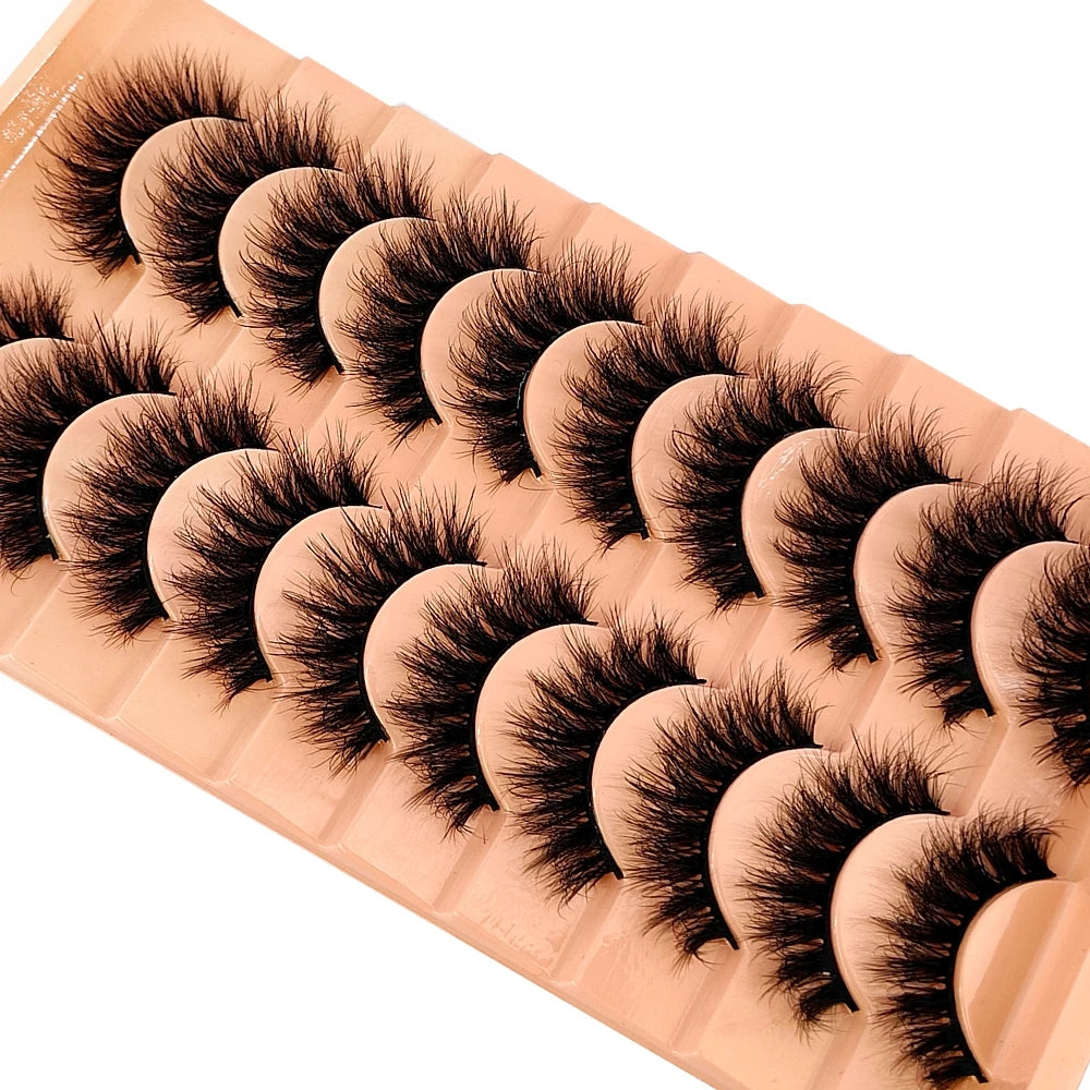 10 pairs of Russian striped eyelashes fluffy artificial mink eyelashes 3D fake eyelashes Russian curly eyelashes fake eyelashes
