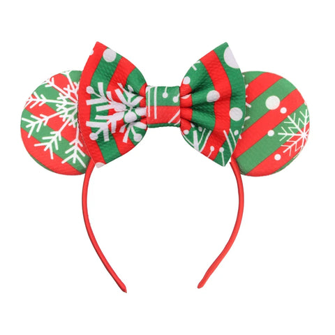 2023 Disney Christmas Mickey Ears Headband For Girls Sequins Bow Festivall Party Hairband DIY Hair Accessories