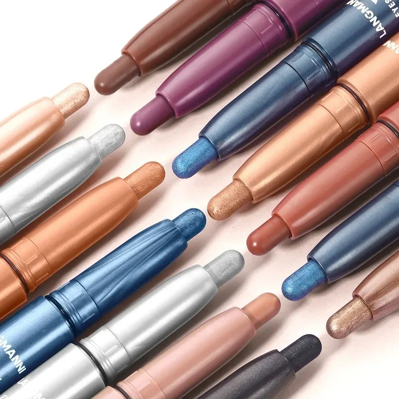 Smoky Dark Black Eyeshadow Pencil Stick Waterproof Pearlescent Matte Metallic Glitter Eye Shadow Highlighter Pen Make Up Tool