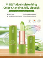 VIBELY Aloe Vera Moisturizing Lip Balm Thermochromic Jelly Lipstick Long Lasting Hydrating Lip Care Tint for Daily Use